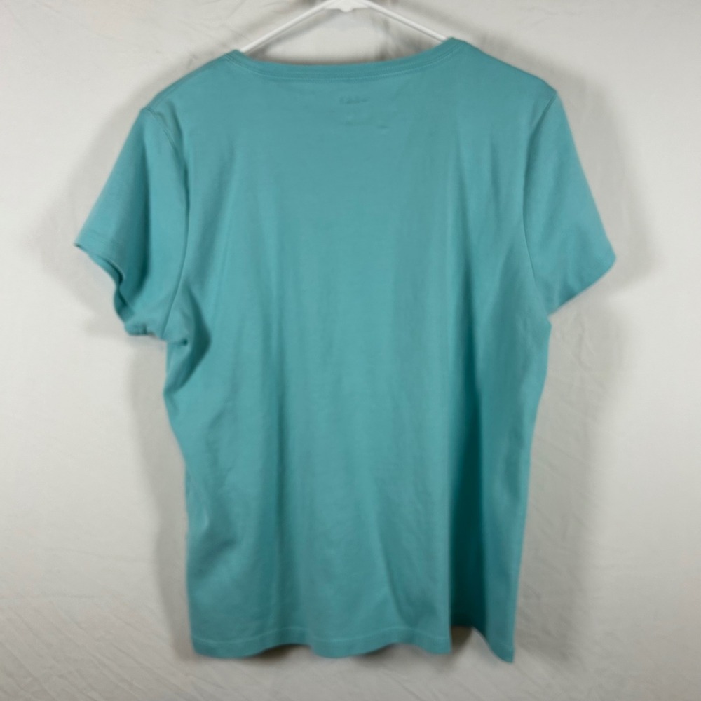 DKNY Womens XL Aqua Blue Short Sleeve Crewneck T-Shirt Cotton Blend Tee - Picture 4 of 4